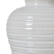 White Ceramic Pot Table Lamp With Linen Shade