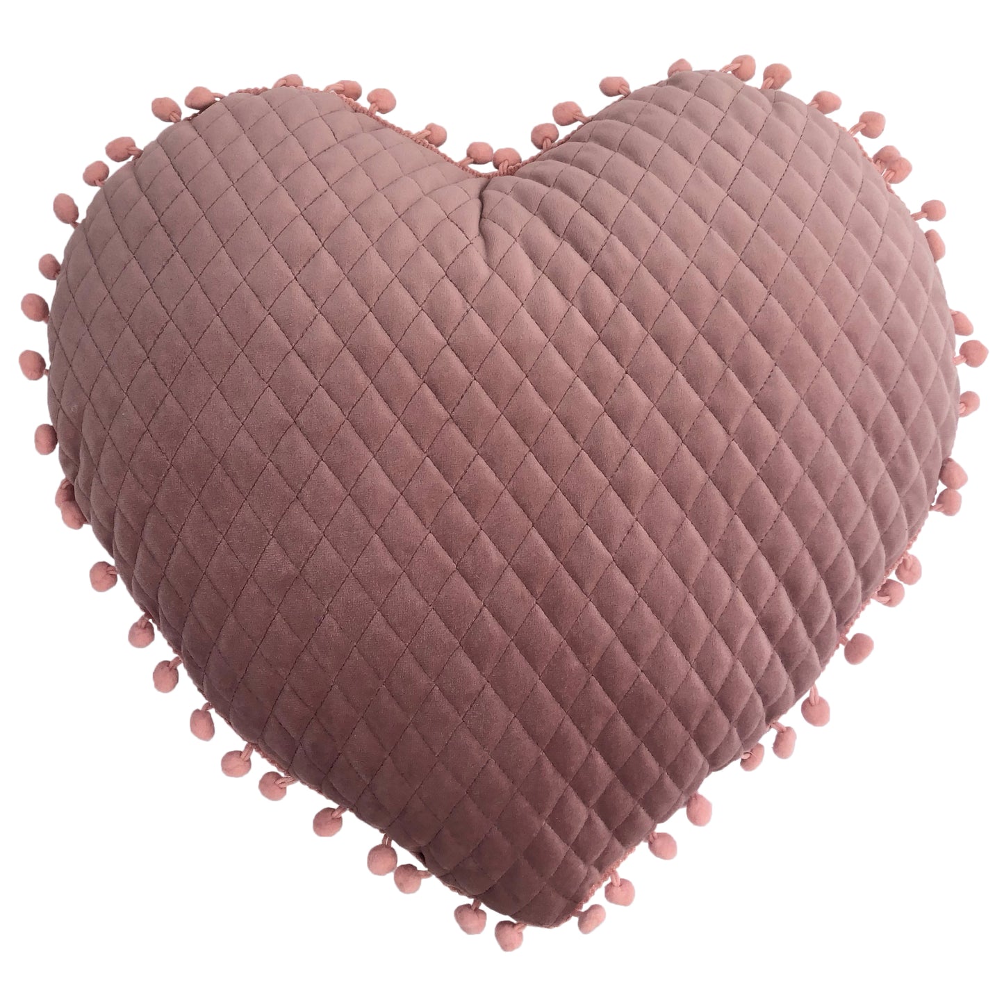 LARGE HEART POM POM CUSHION BLSH