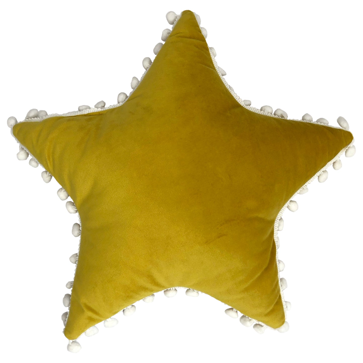 STAR POM POM CUSHION YEL/WHI