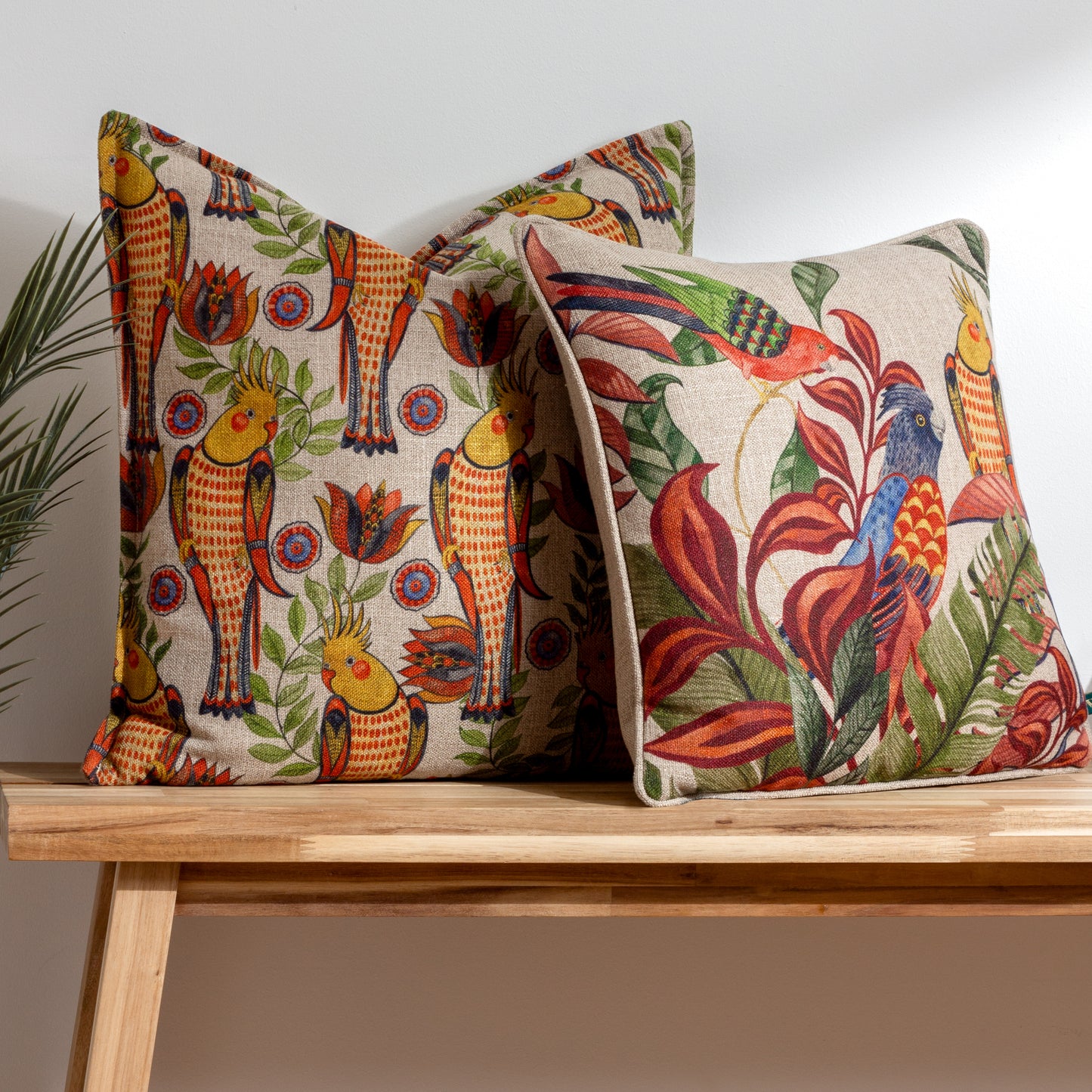 AKAMBA COCKATIELS 50X50 CUSHION CASE MULTI
