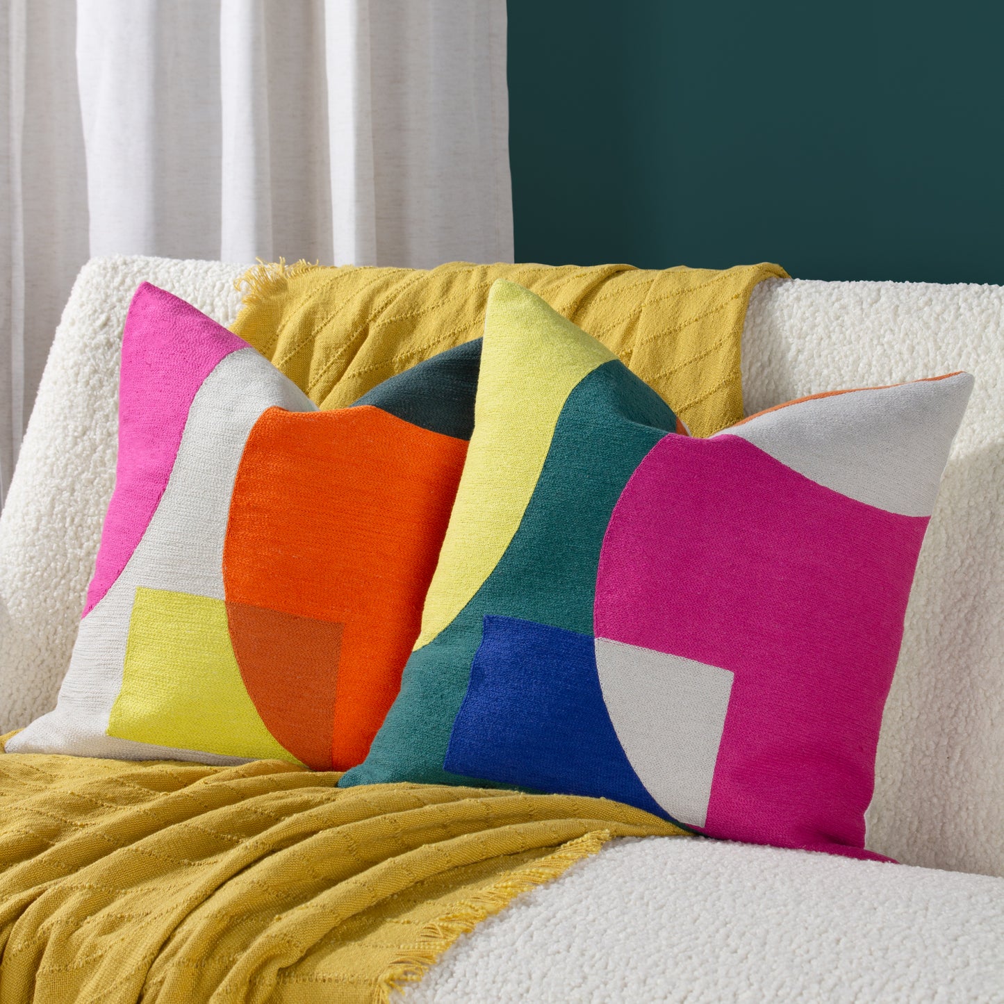 ANJO 45X45 CUSHION CASE GREEN/MULTI