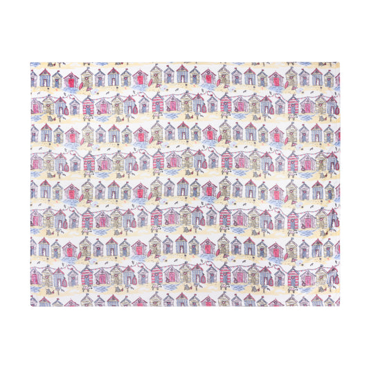 BEACH HUTS 130X150 FLEECE THROW MULTI