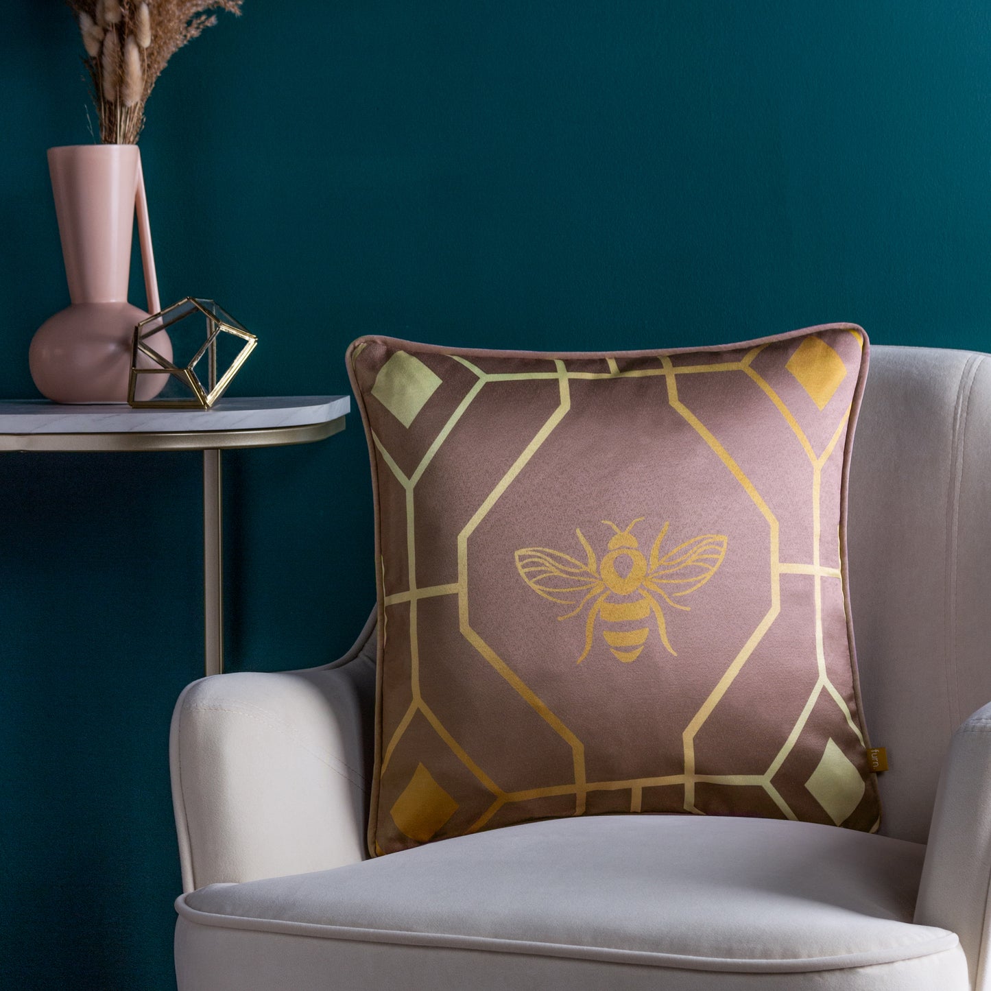 BEE DECO 43X43 CUSHION CASE BLUSH