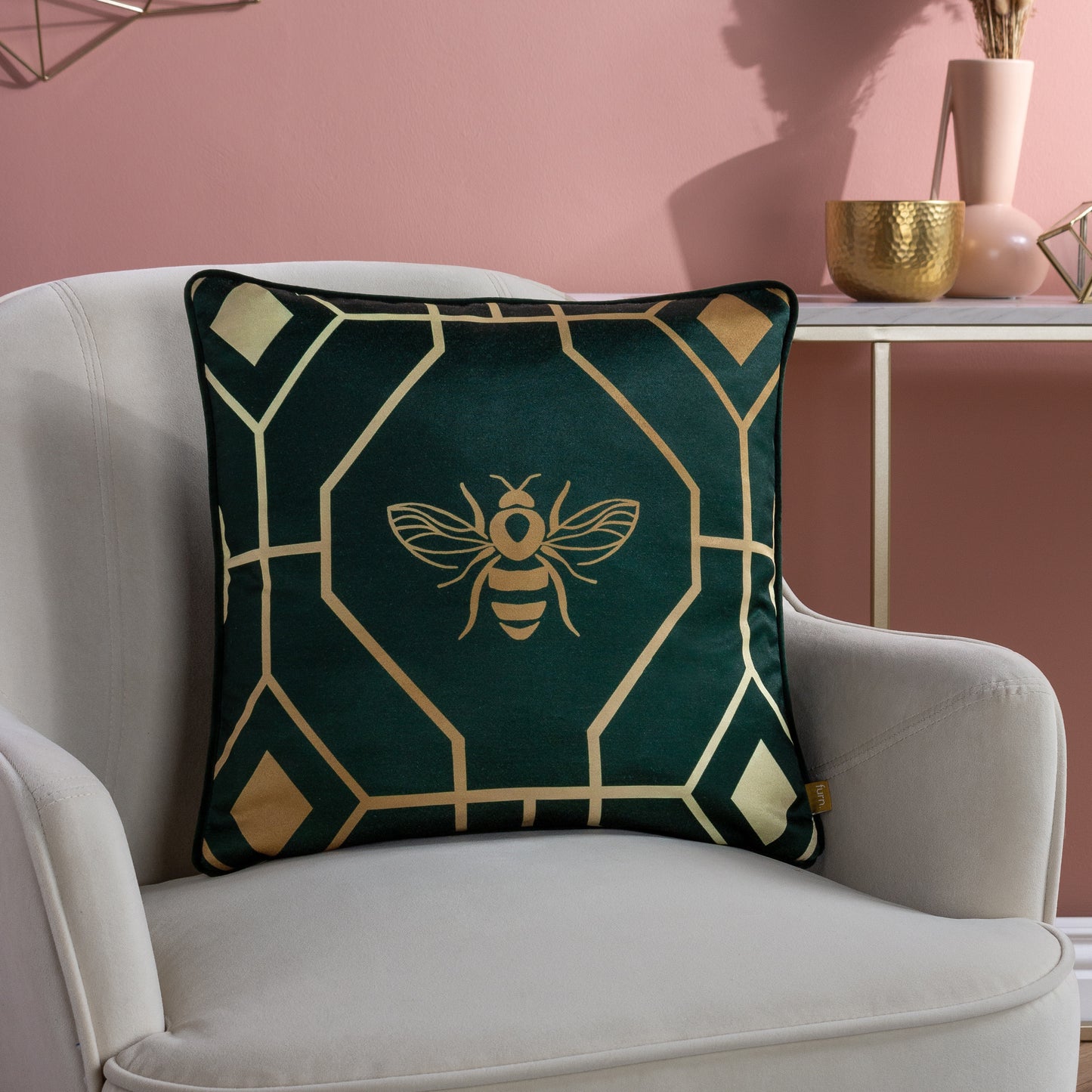 BEE DECO 43X43 CUSHION CASE EMERALD