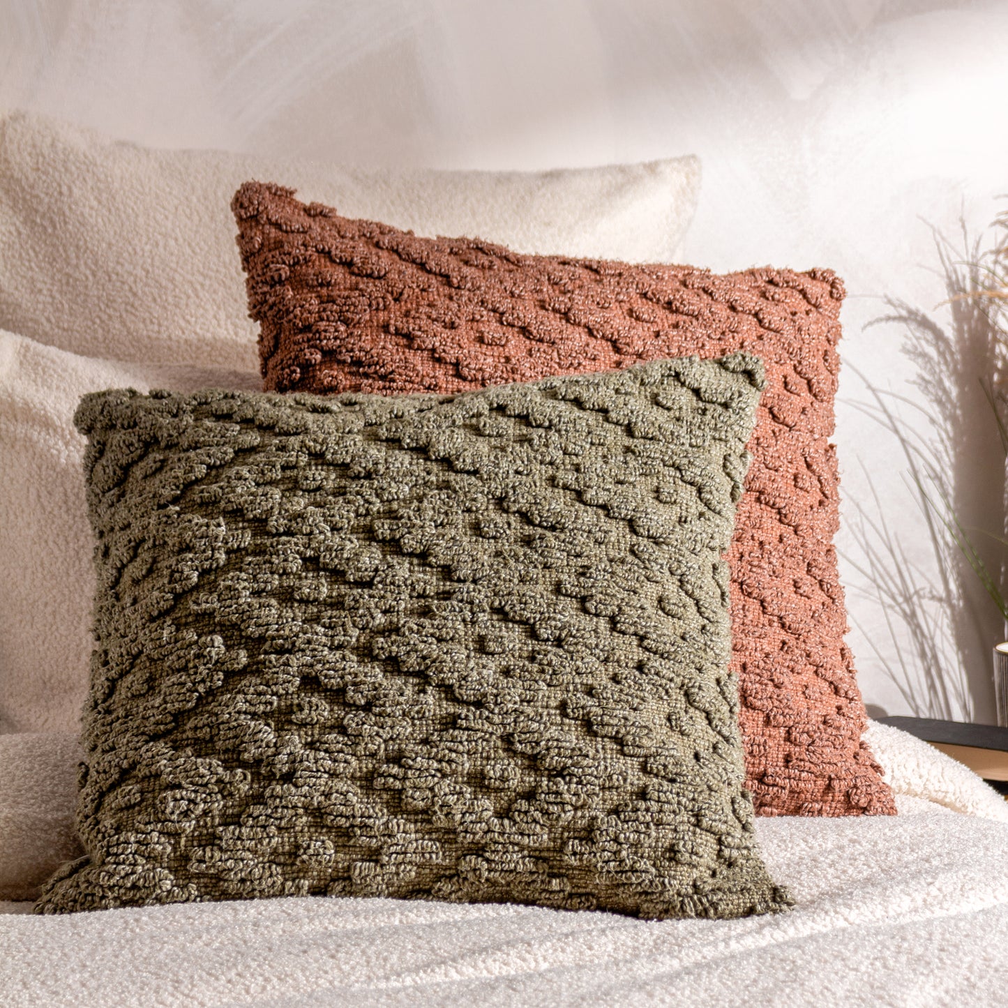 CALVAY 50X50 CUSHION CASE BAKED EARTH
