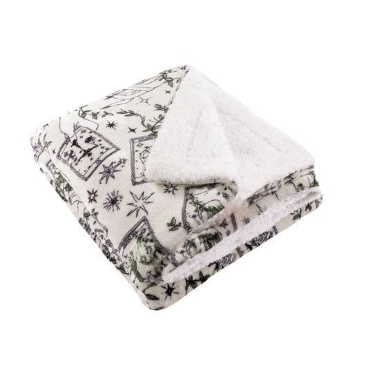 CELESTIAL STORIES 130X180 SHERPA THROW GREEN
