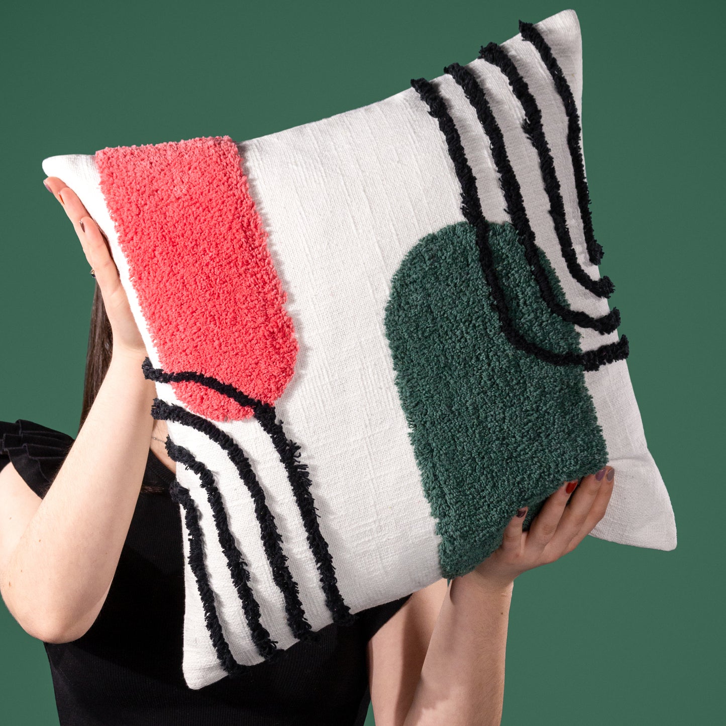ELMER 45X45 CUSHION CASE PINK/JADE