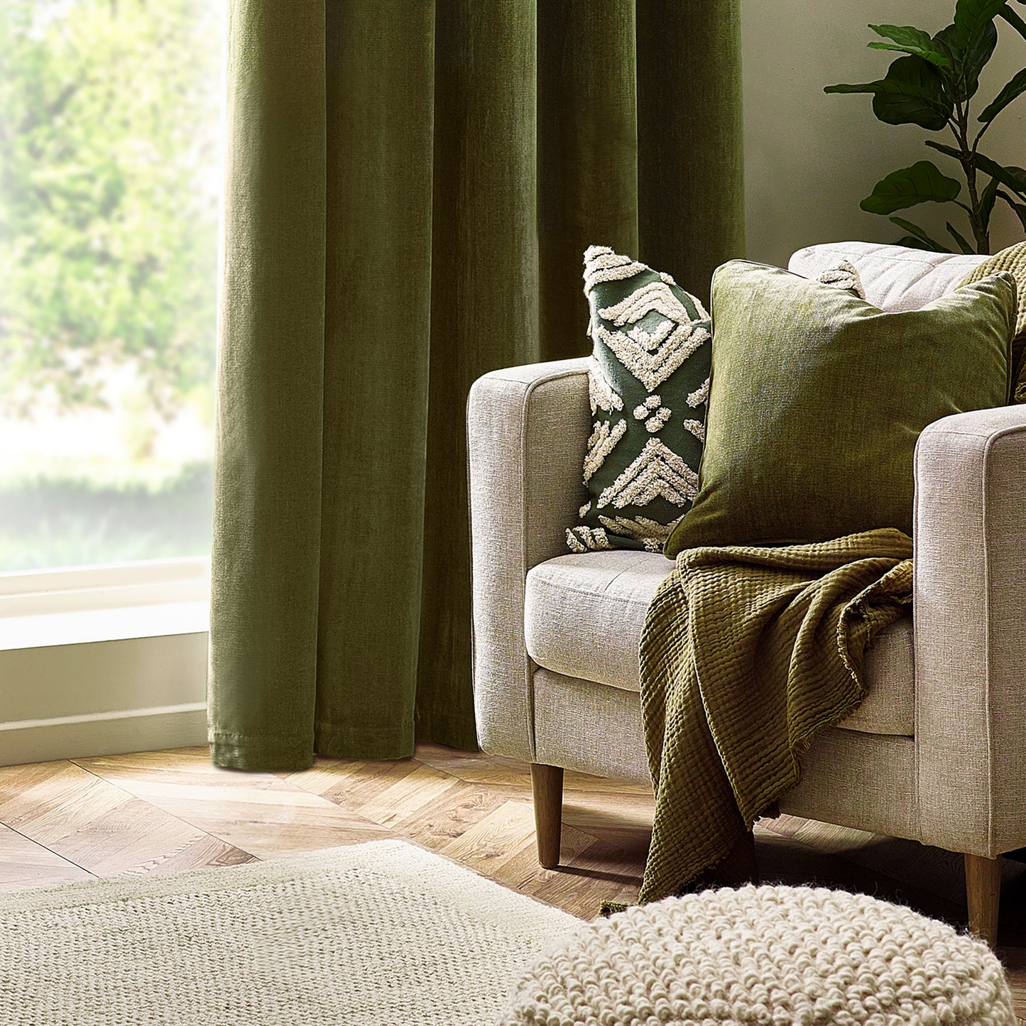 HEAVY CHENILLE 50X50 CUSHION CASE OLIVE