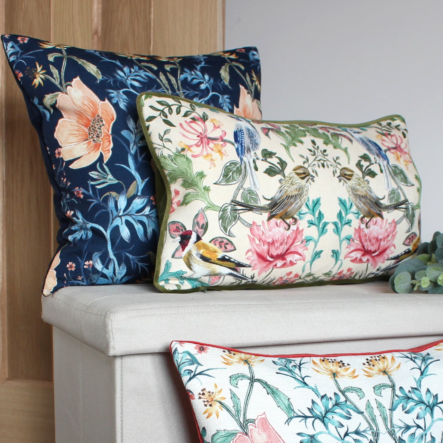 HERITAGE PEONY 43X43 CUSHION CASE MIDNIGHT