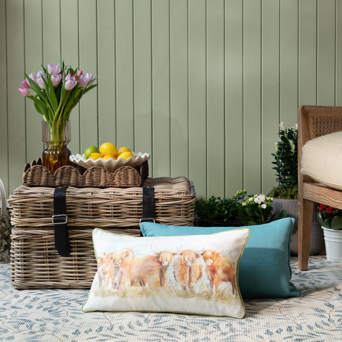 HIGHLAND CATTLE 30X50 OUTDOOR CUSHION CASE ORANGE