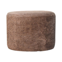 Mocha Faux Fur Round Footstool | Ottoman