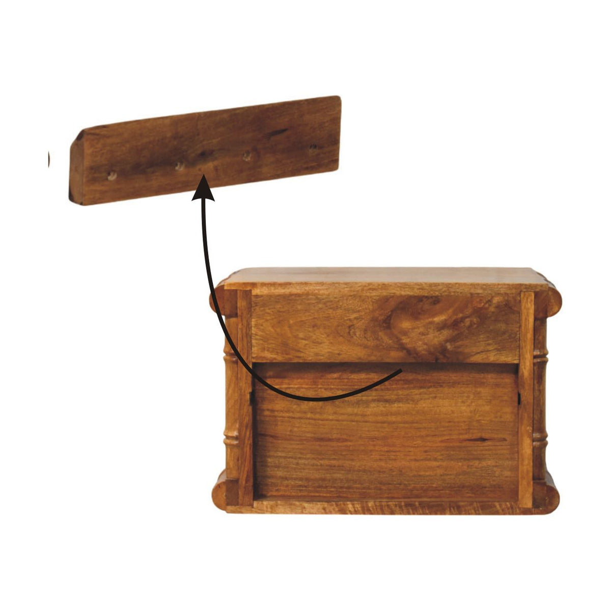 Bamboo Open Bedside Table in Amber Oak Finish | Nightstand