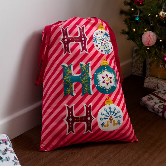 HO HO HO CHRISTMAS SACK/STOCKING BUNDLE RED