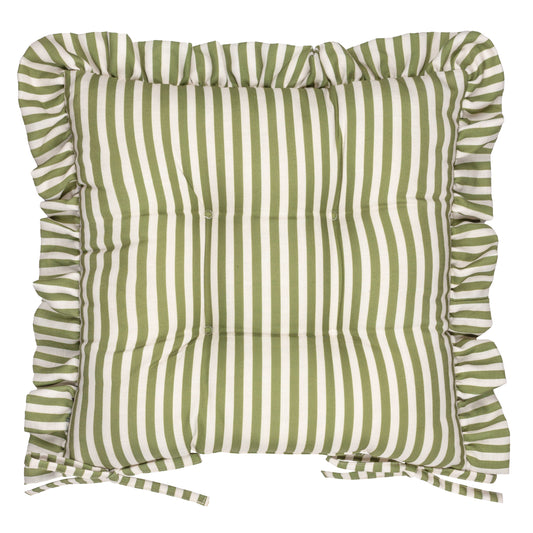 MILLIE RUFFLE 2 PACK 40X40 SEAT PADS GREEN