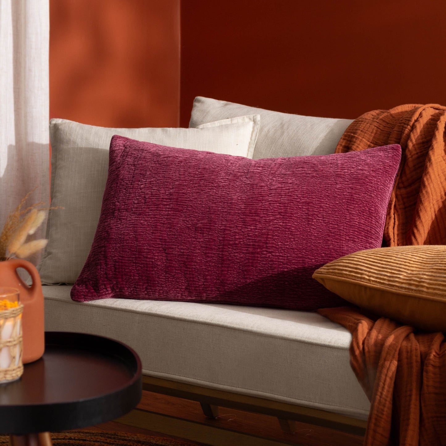 OSAKA 40X60 CUSHION CASE BURNT RED