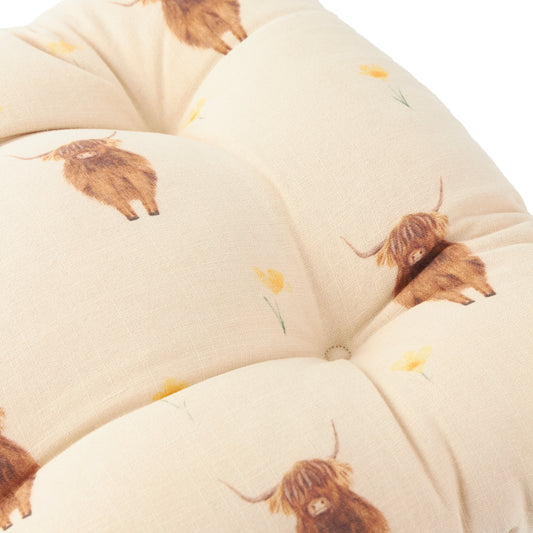 RAMBLE HIGHLAND COW 40X40 SEAT PADS NATURAL