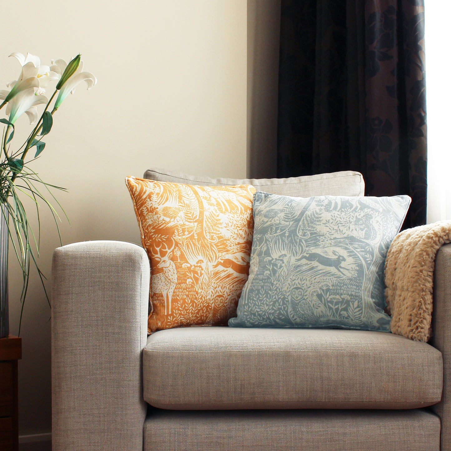 WOODLAND SCANDI 43X43 C/CASE DUCK EGG