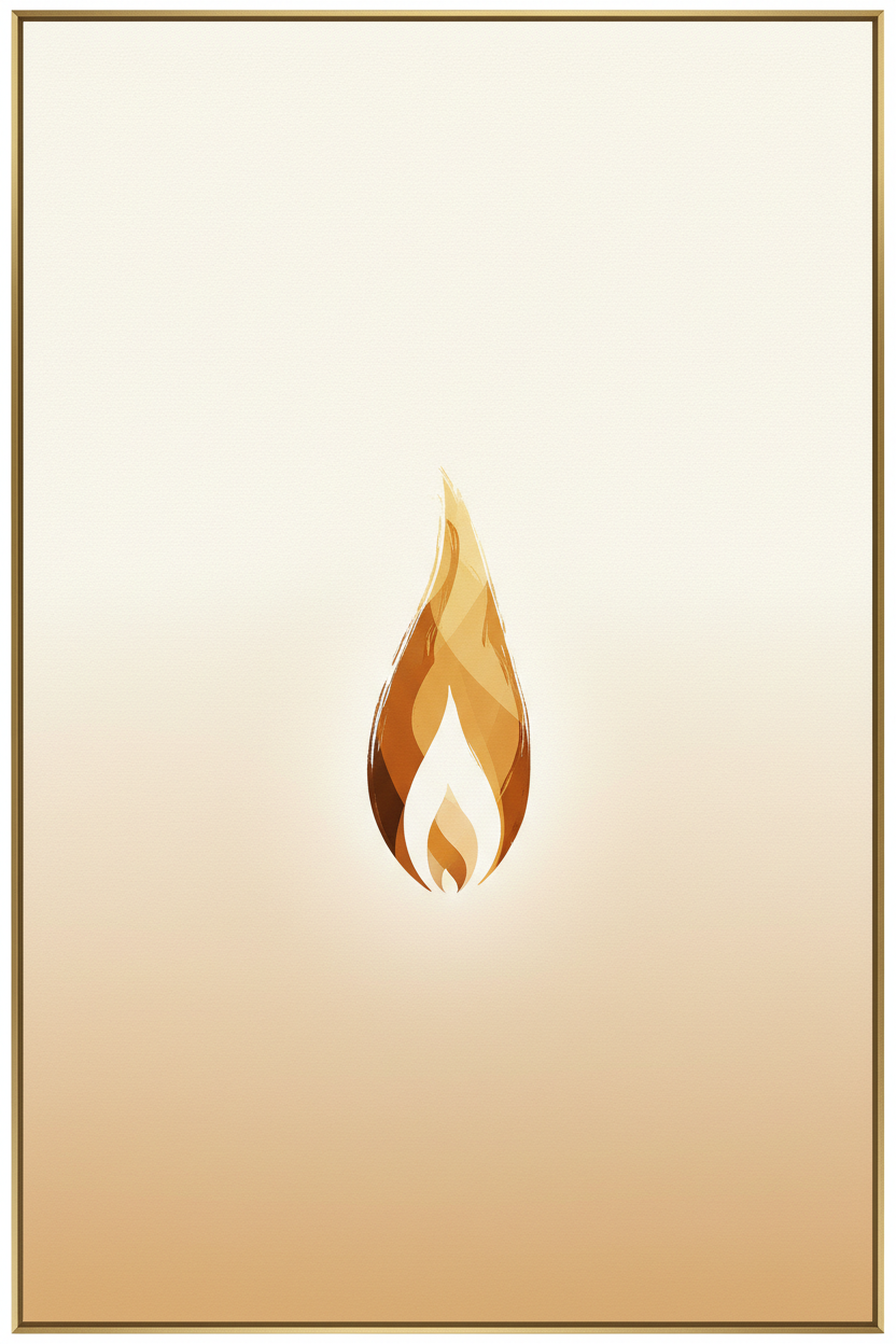 Abstract golden candle flame wall art print