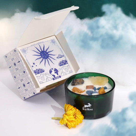 Crystal Floral Candle – Citrine & Sodalite | Lemon Horizon