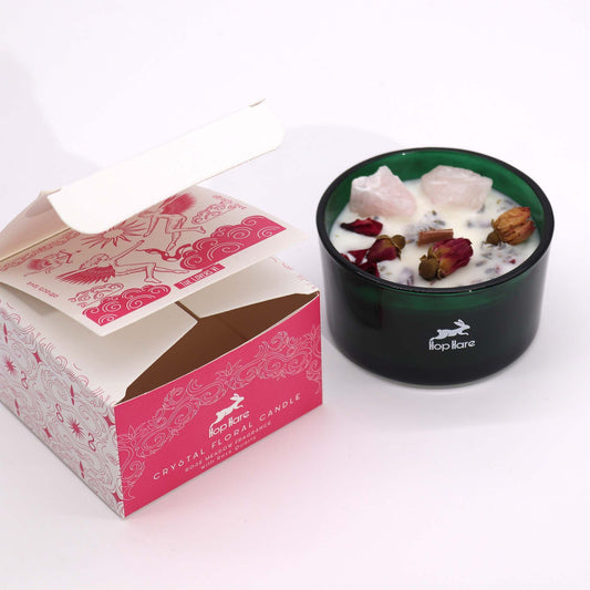 Crystal Floral Candle – Rose Quartz & Rose | Rose Meadow