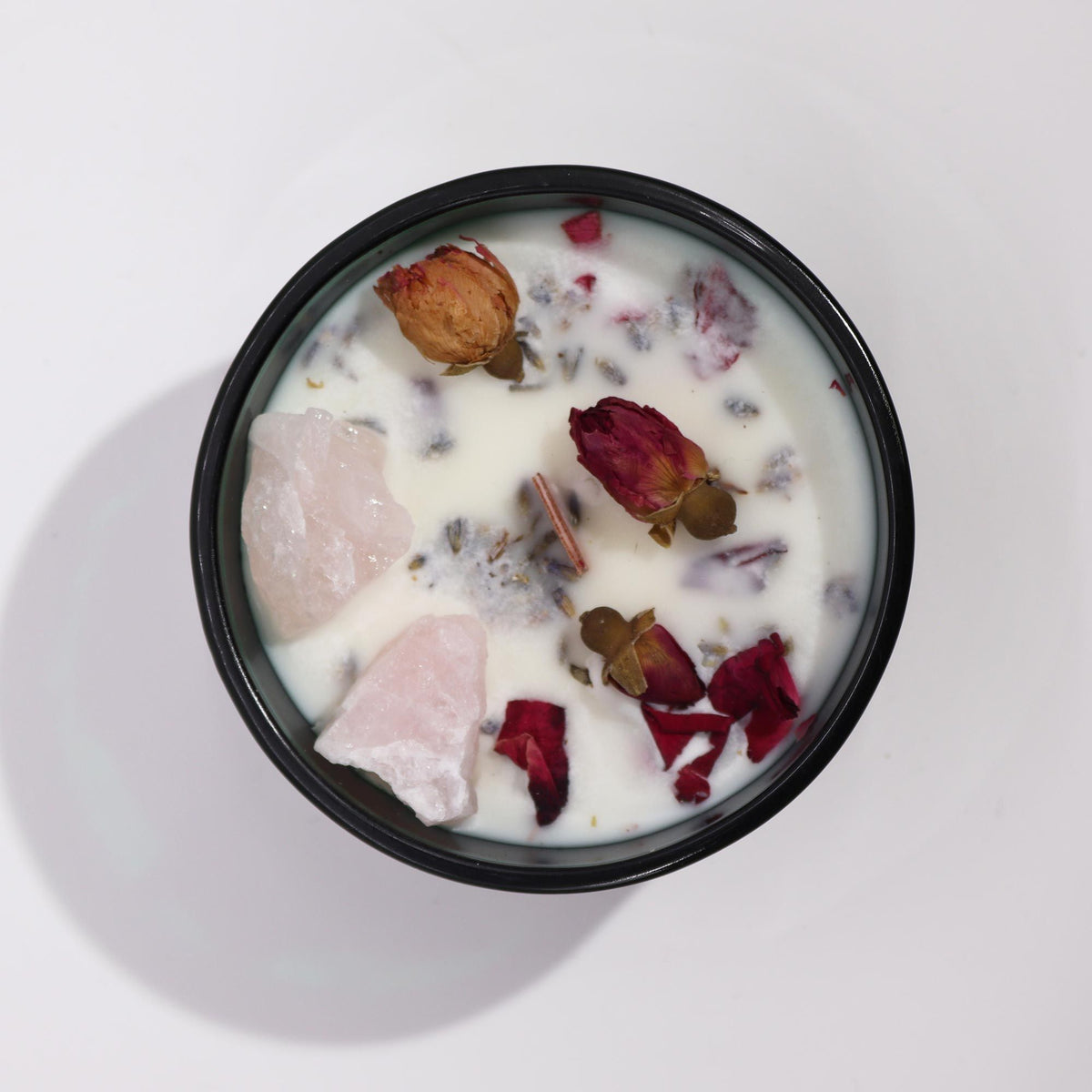 Crystal Floral Candle – Rose Quartz & Rose | Rose Meadow