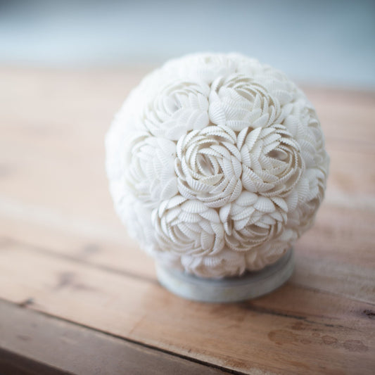 Boho Seashell Table Lamp – Rose Globe