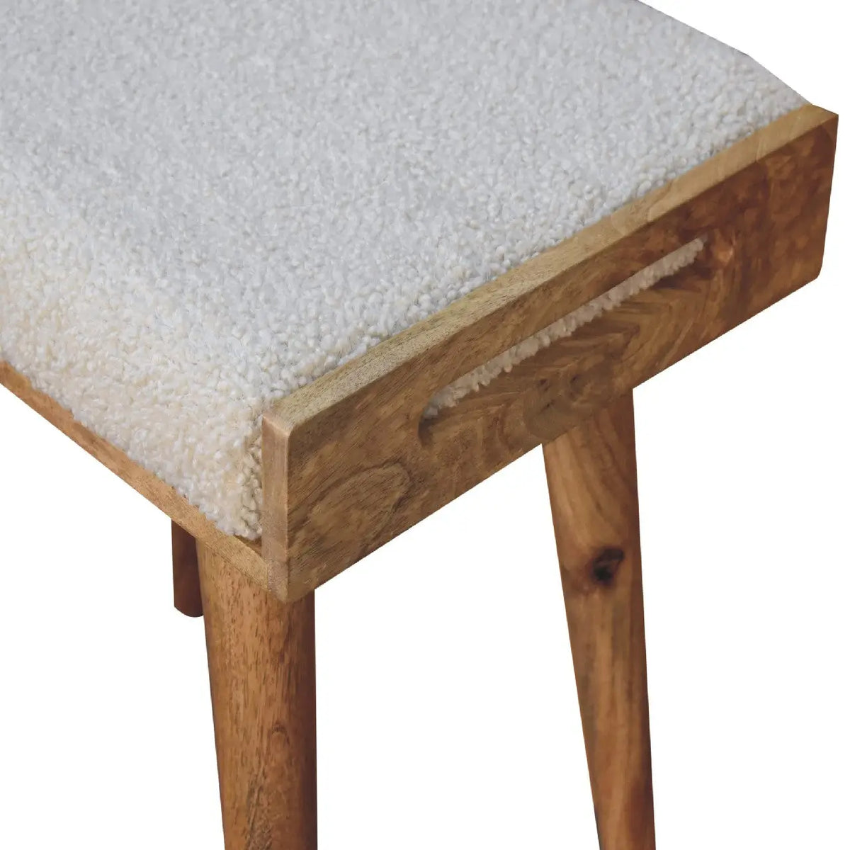 Boucle Cream Tray Style Footstool | Ottoman