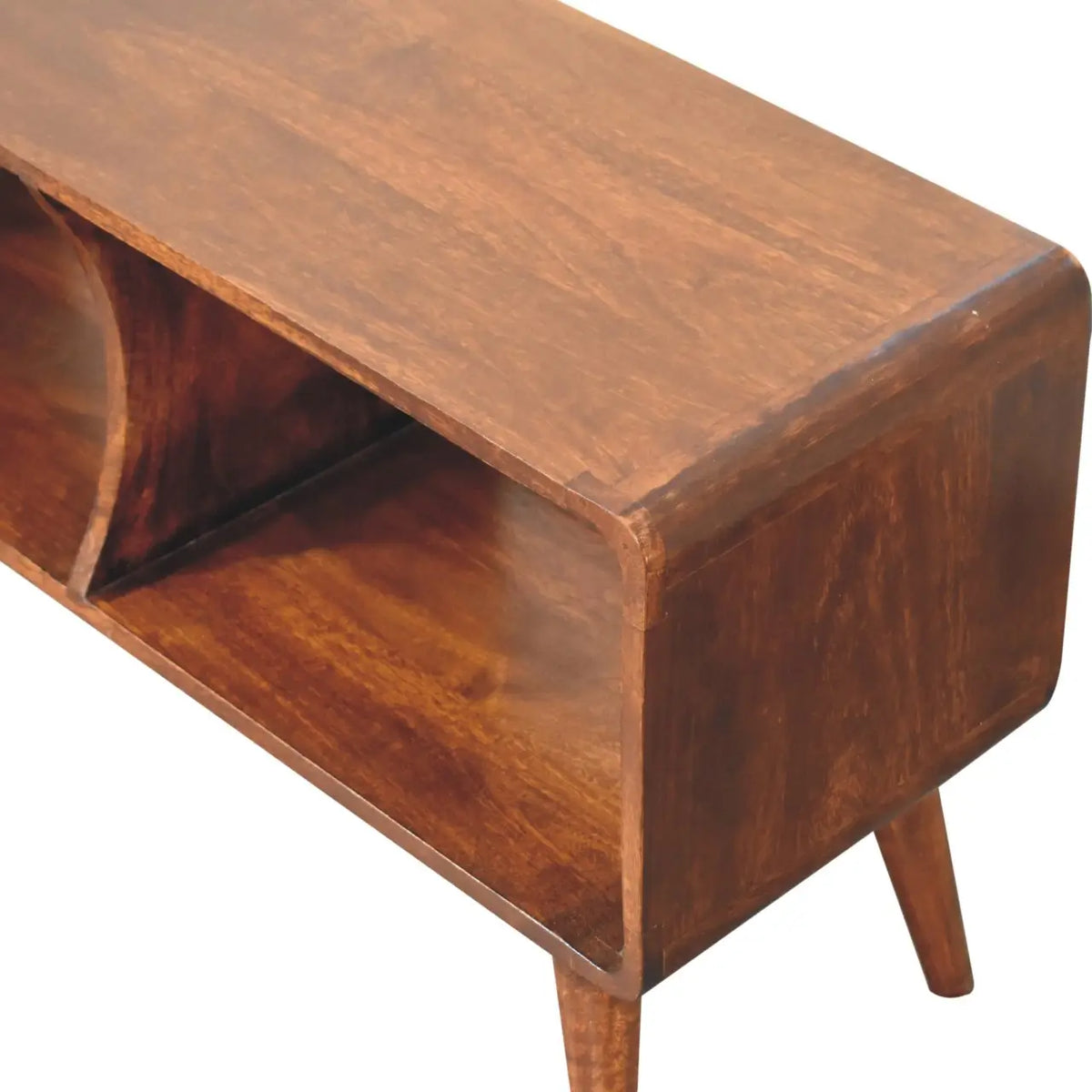 Curved Chestnut Double Slot TV Stand | Media Unit