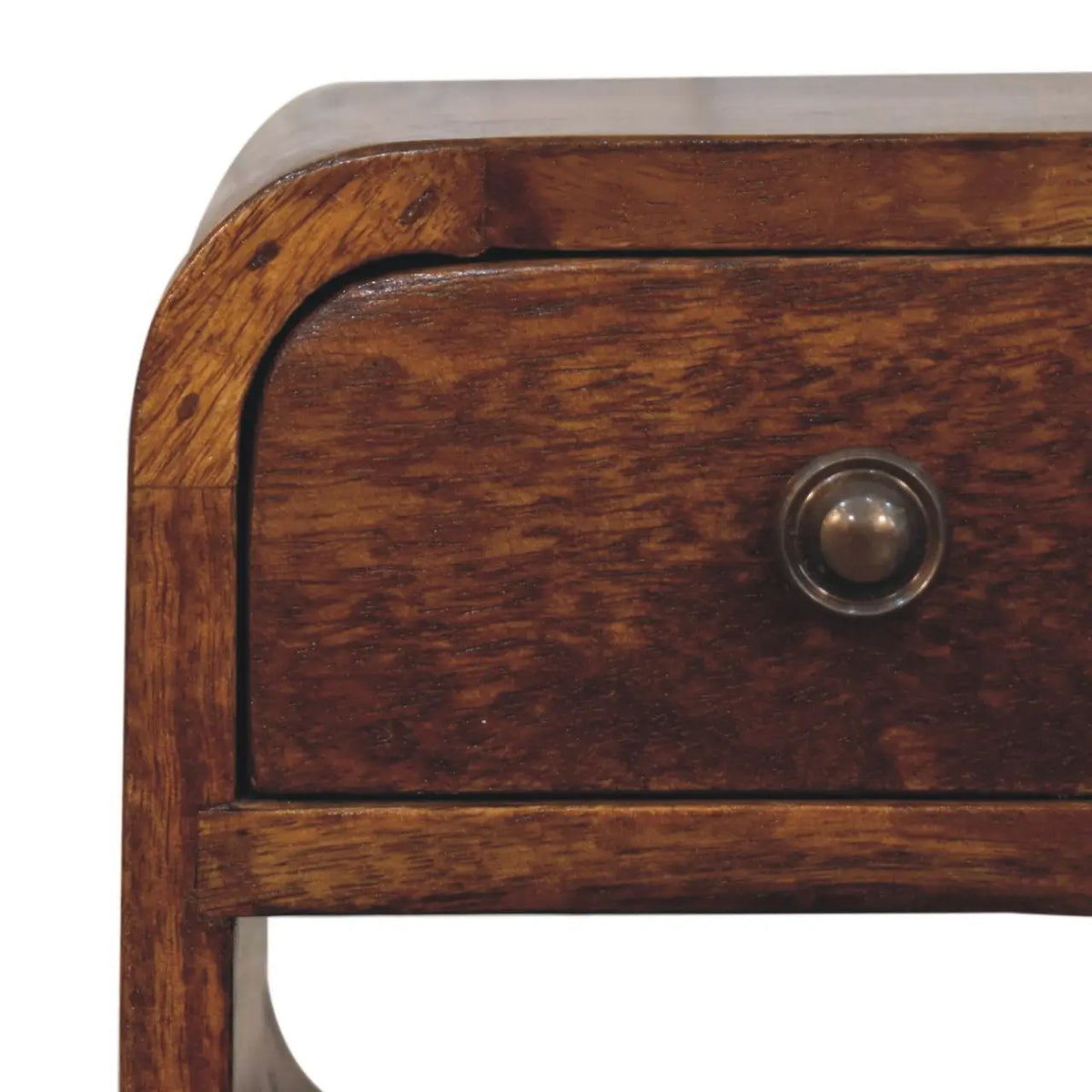 Extra Mini Chestnut Curve Lower Bedside Table Nightstand Solid Mango Wood