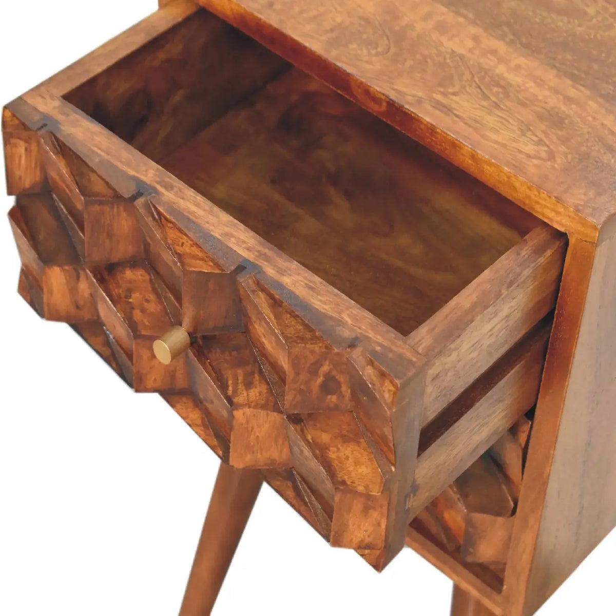 Mini Chestnut Cube 2 Drawer Bedside Table | Nightstand