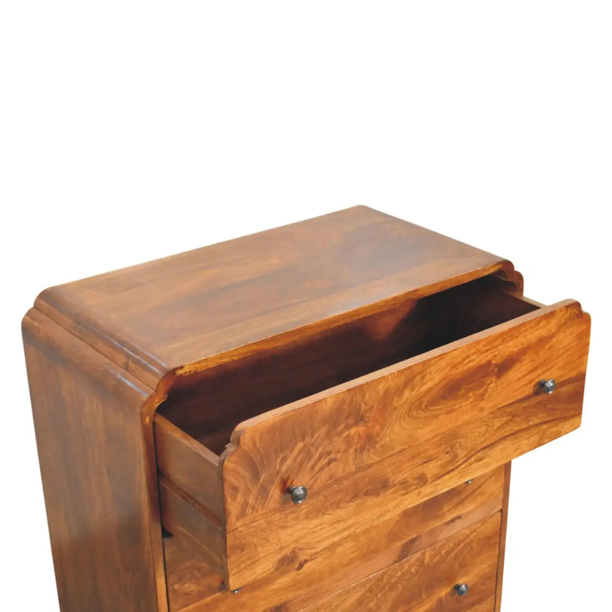 Newton Chestnut 3 Drawer Chest of Drawers Solid Mango Wood Brass Knobs