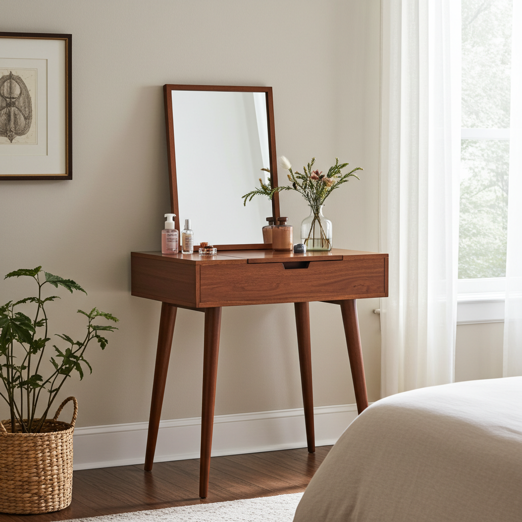 Mini Chestnut Fold Vanity | Chest of Drawers