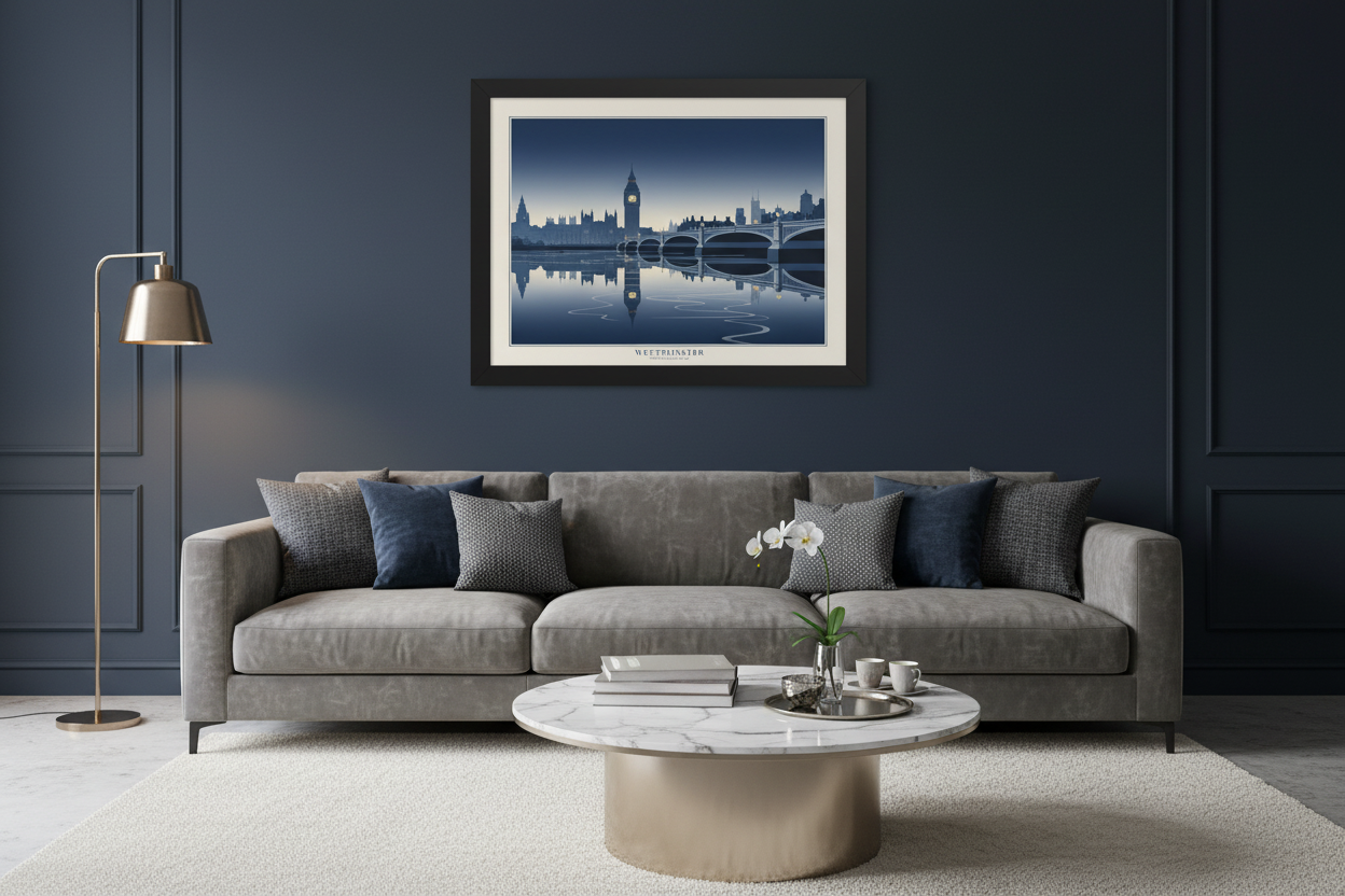 London Westminster Bridge at Night Framed Wall Art | Livvat Exclusive