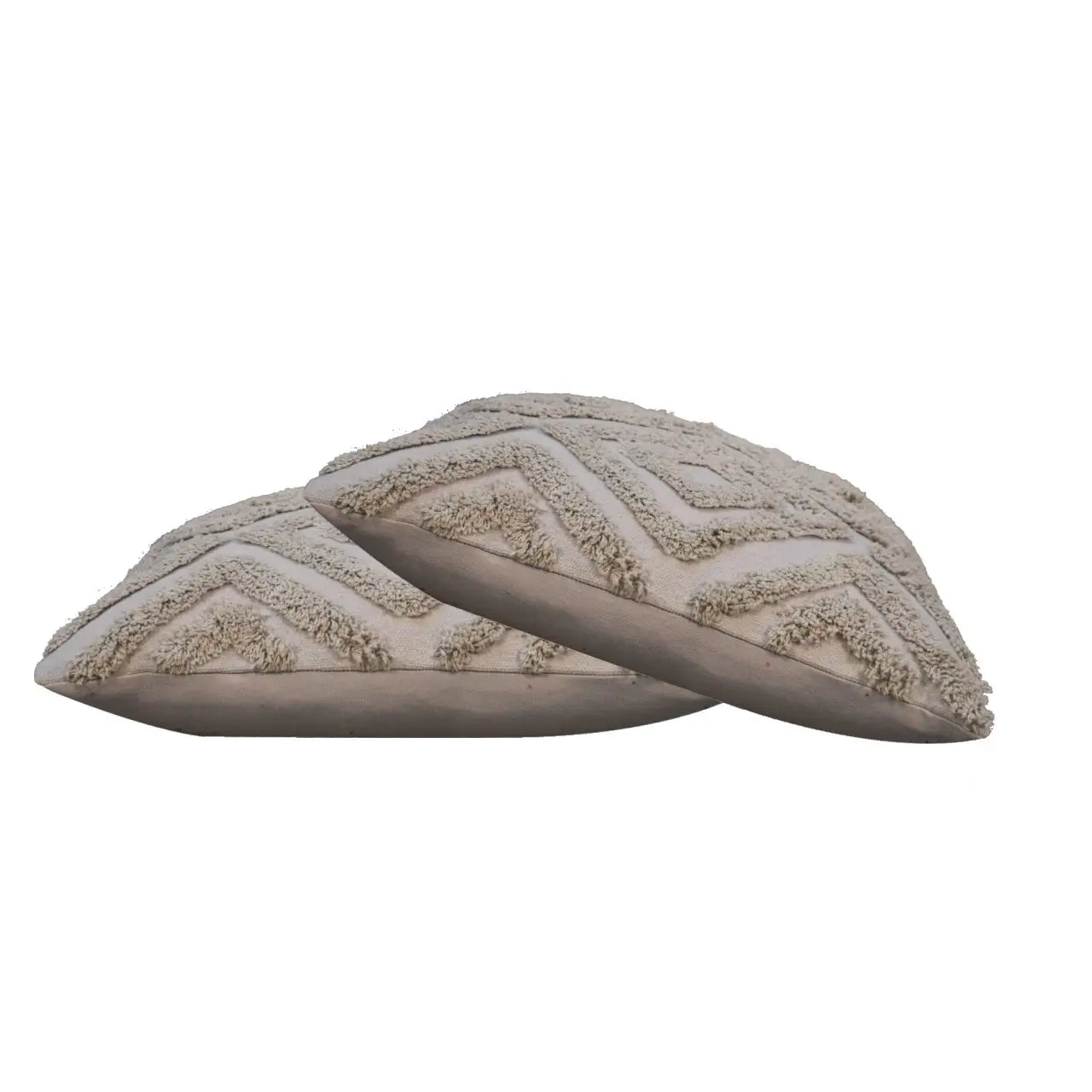 2 Grey Mini Diamond Tassle Cushions