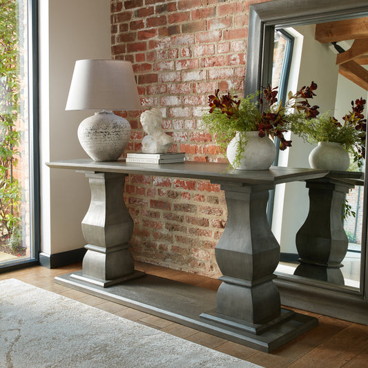 Regola Large Stone Ceramic Table Lamp With Linen Shade