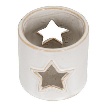 White Ceramic Star Cut-Out Tealight Holder