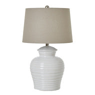 White Ceramic Pot Table Lamp With Linen Shade