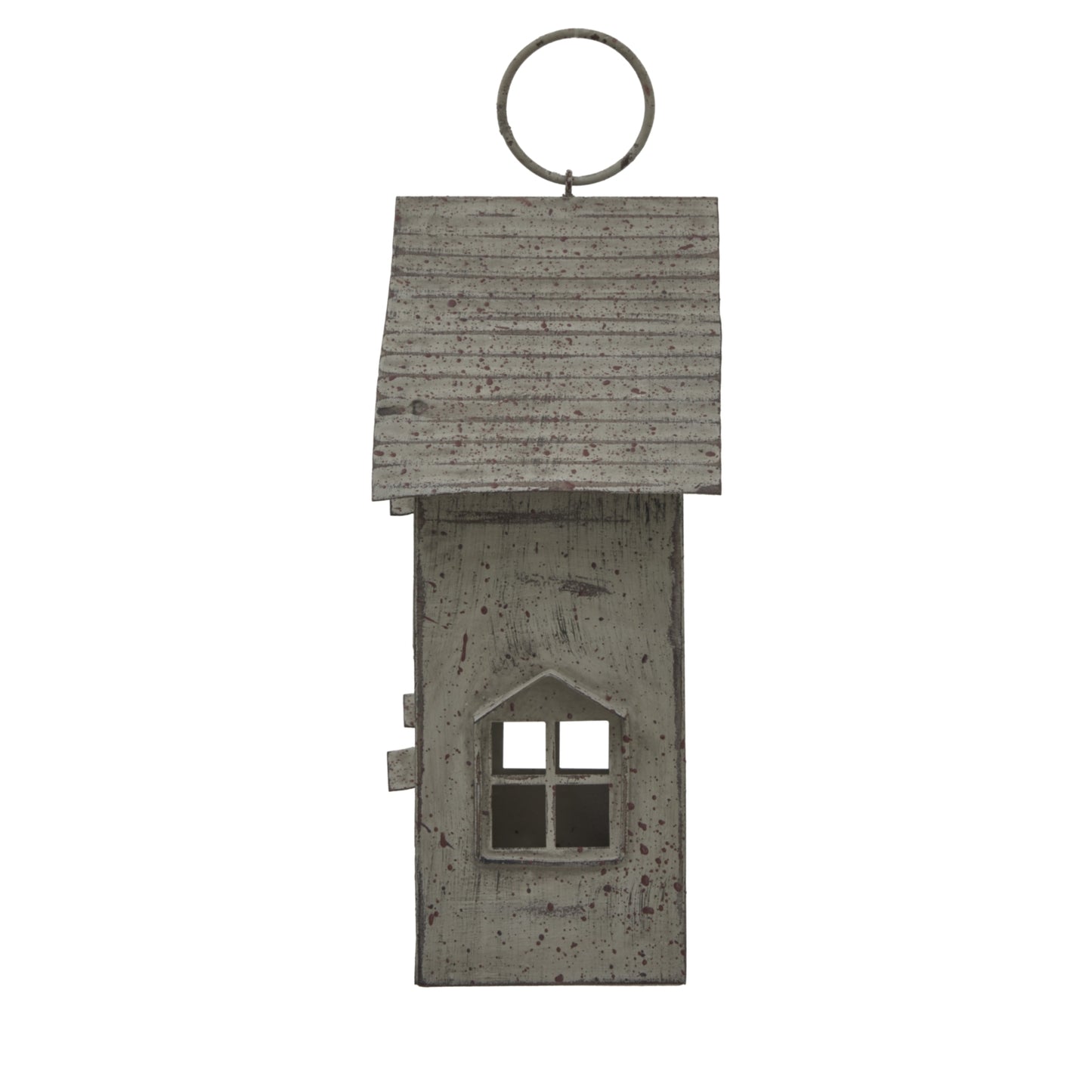 Rustic  Metal Hanging House Tealight With Glass Votive