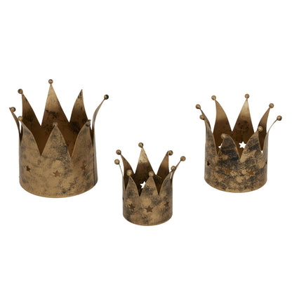 Antique Gold Crown Candle Holder