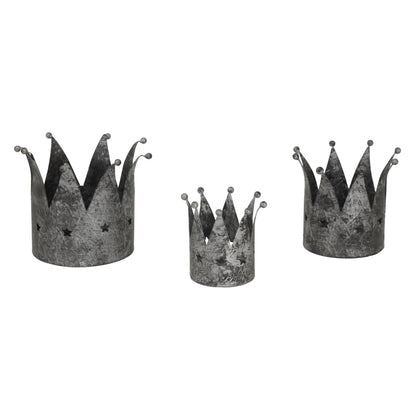 Antique Silver Crown Tealight Holder