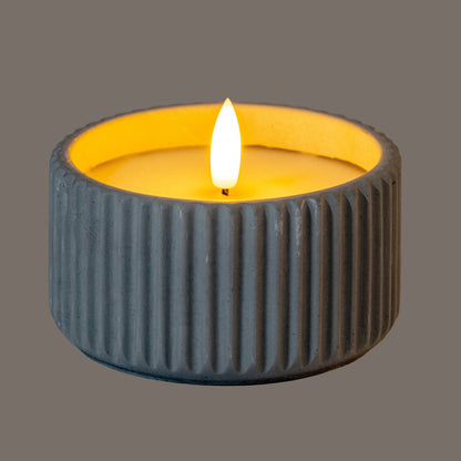 Luxe Collection Natural Glow Chalk Ribbed Small Led Candle