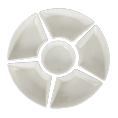 Acacia Lazy Susan including Ceramic Serving Bowls