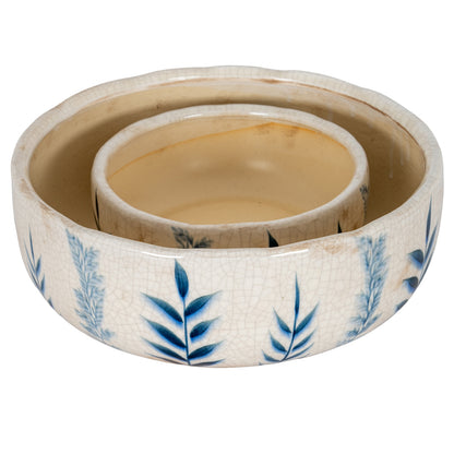 Large Blue Flora Bowl Pot