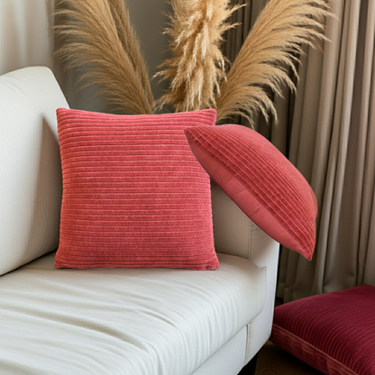 Ribbed Red Cushion Set of 2