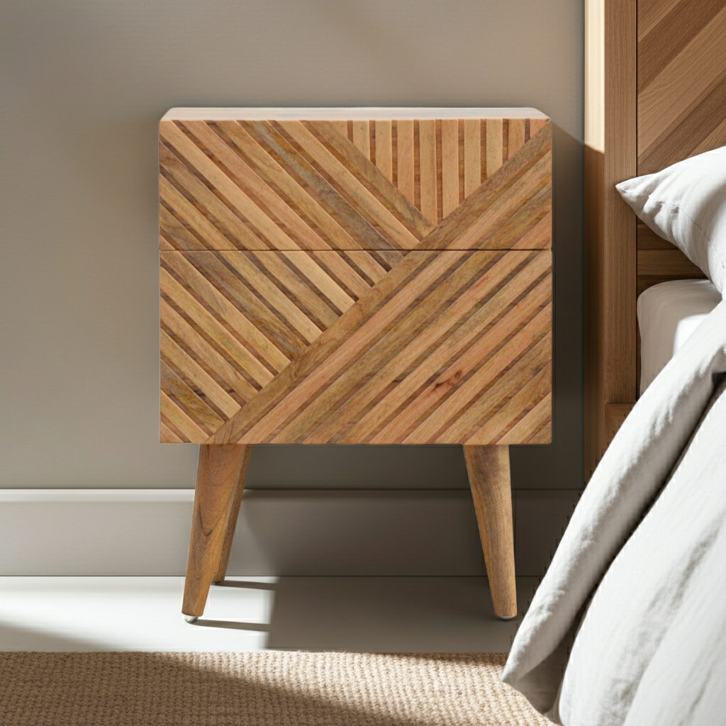 Lille 2 Drawer Oak-ish Bedside Table | Nightstand