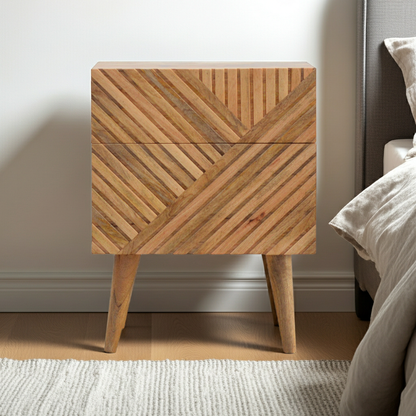 Lille 2 Drawer Oak-ish Bedside Table | Nightstand