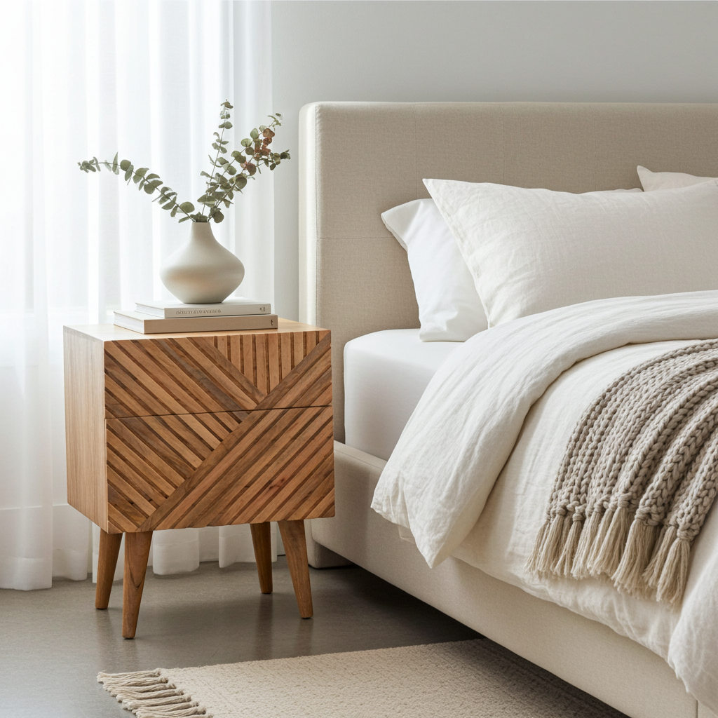 Lille 2 Drawer Oak-ish Bedside Table | Nightstand