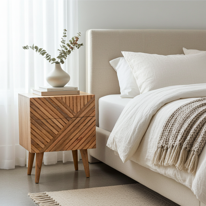 Lille 2 Drawer Oak-ish Bedside Table | Nightstand