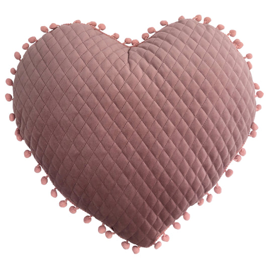 LARGE HEART POM POM CUSHION BLSH