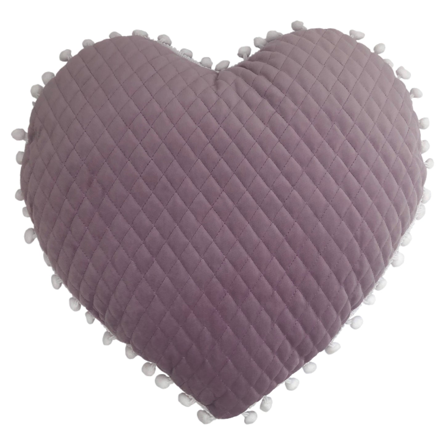 LARGE HEART POM POM CUSHION LILA
